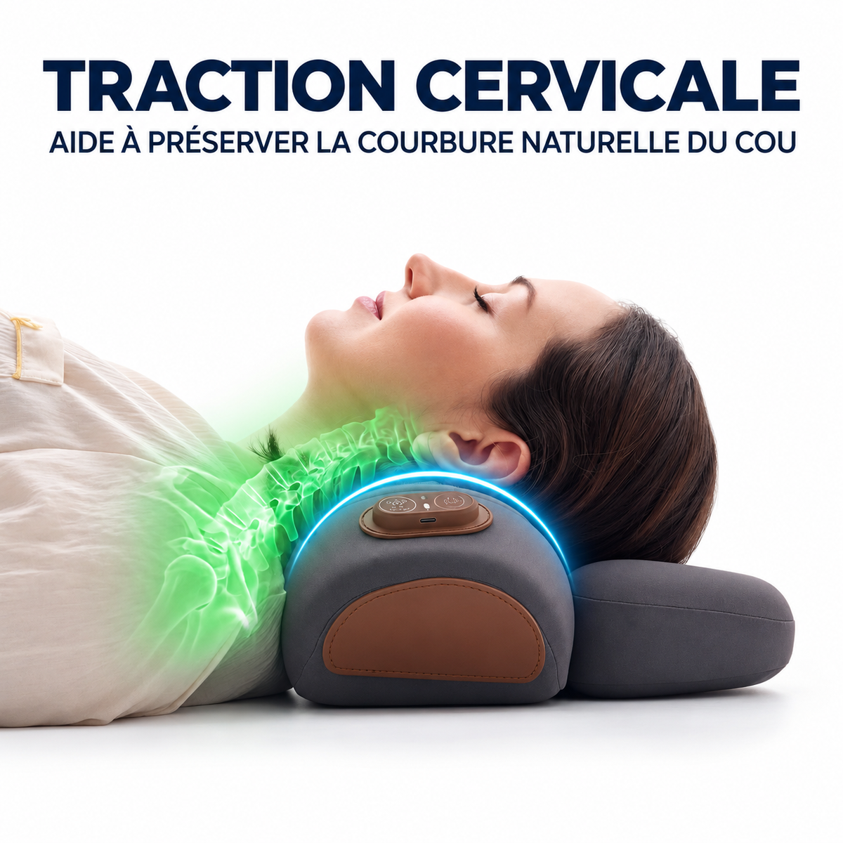 REVEXA™ Coussin Cervical 3-en-1 – Chaleur, Massage Vibrant & Traction